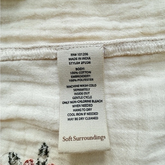 Soft Surroundings Bellmore Gauze Cream Tiered Embroidered Maxi Dress Sz XS - Picture 8 of 8